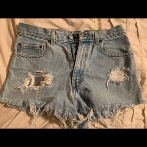 Distressed Levi jean shorts. Size 30.